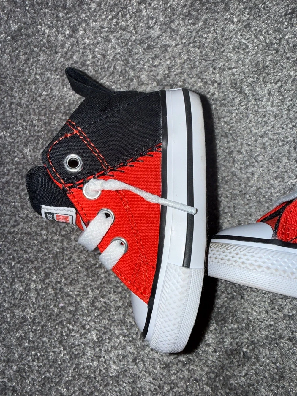 Converse Baby 2 Pairs 1 Low with black & red and high top Black & White
